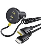 Автомобильное зарядное устройство в прикуриватель Baseus 4 Port Powerhouse for Travel 60W 2C + кабель Ip+C C00035902121-00 BSCC-CC-CL Черный 6932172677176