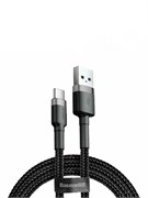 Кабель Baseus Cafule USB - Type-C 2А 3м черный/серый (CATKLF-UG1) 6953156296343