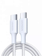 Кабель для зарядки UGREEN L501 (35219) 60W USB-C to USB-C PD Fast Charging Braided Cable 3A Max 2 метра, белый 6941876232192
