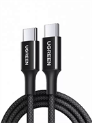 Кабель для зарядки UGREEN L501 (65245) 60W USB-C to USB-C PD Fast Charging Braided Cable 3A Max 2 метра, черный 6941876262458