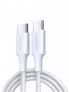 Кабель для зарядки UGREEN L502 (35221) 100W USB-C to USB-C PD Fast Charging Braided Cable 5A Max 2 метра, белый 6941876232215