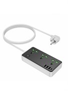 Сетевой фильтр удлинитель Hoco AC7A 3 розетки 3 USB 1 Type-C 2500W 1.5м Черный 6942007600057
