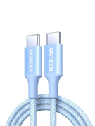 Кабель для зарядки UGREEN L501 (65247) 60W USB-C to USB-C PD Fast Charging Braided Cable 3A Max 2 метра, голубой 6941876262472