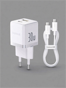 Сетевое зарядное устройство Baseus Palm Fast Charger 30W 1xUSB-C 1хUSB-A с кабелем Type-C PD QC 3.0 (CCZC30UE) P1011160A213-01 белый 6932172677336