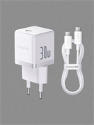 Сетевое зарядное устройство Baseus Palm Fast Charger 30W 1xUSB-C с кабелем Type-С PD QC 3.0 (CCZC30CE) P10111605213-01 белый 6932172677404