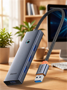 Разветвитель хаб usb-концентратор Baseus 4 в 1 USB 3.0 BS-OH108 B0005280B811-09 Серый 6932172653347