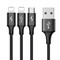 Кабель Baseus Rapid Series 3-in-1 micro USB+Dual Lightning 3A 1,2м черный (CAMLL-SU01) 6953156256408