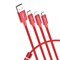 Кабель Baseus Data Faction 3-in-1 USB - microUSB+USB Type-C+Lightning 3,5A 1,2м красный (CAMLT-PY09) - фото 16066